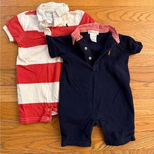 Ralph Lauren Navy and Red Baby Rompers size 9 months
